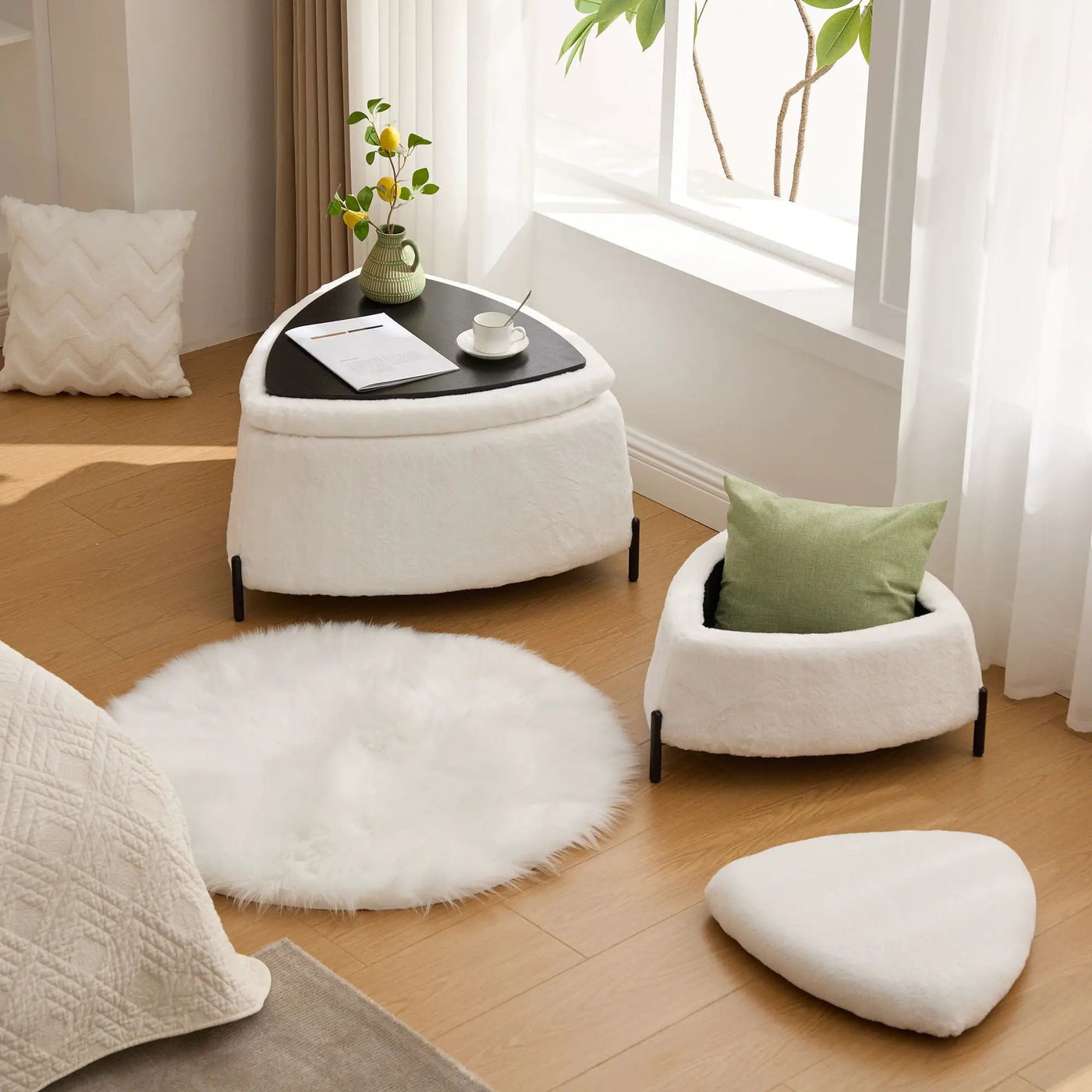 Upholstered Storage Ottoman Set With Reversible Lid by Unique Piece Furniture
