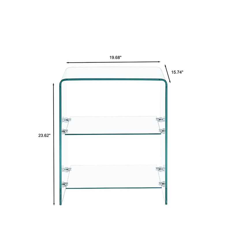 Tempered Clear Bent Glass Side Table Sofa Table, Multi Purpose Use, Premium Tempered Glass - Transparent by Unique Piece Furniture