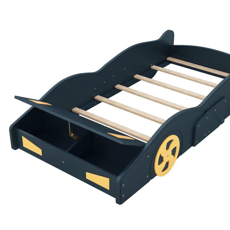 Race Car Shaped Platform Bed With Wheels And Storage by Unique Piece Furniture