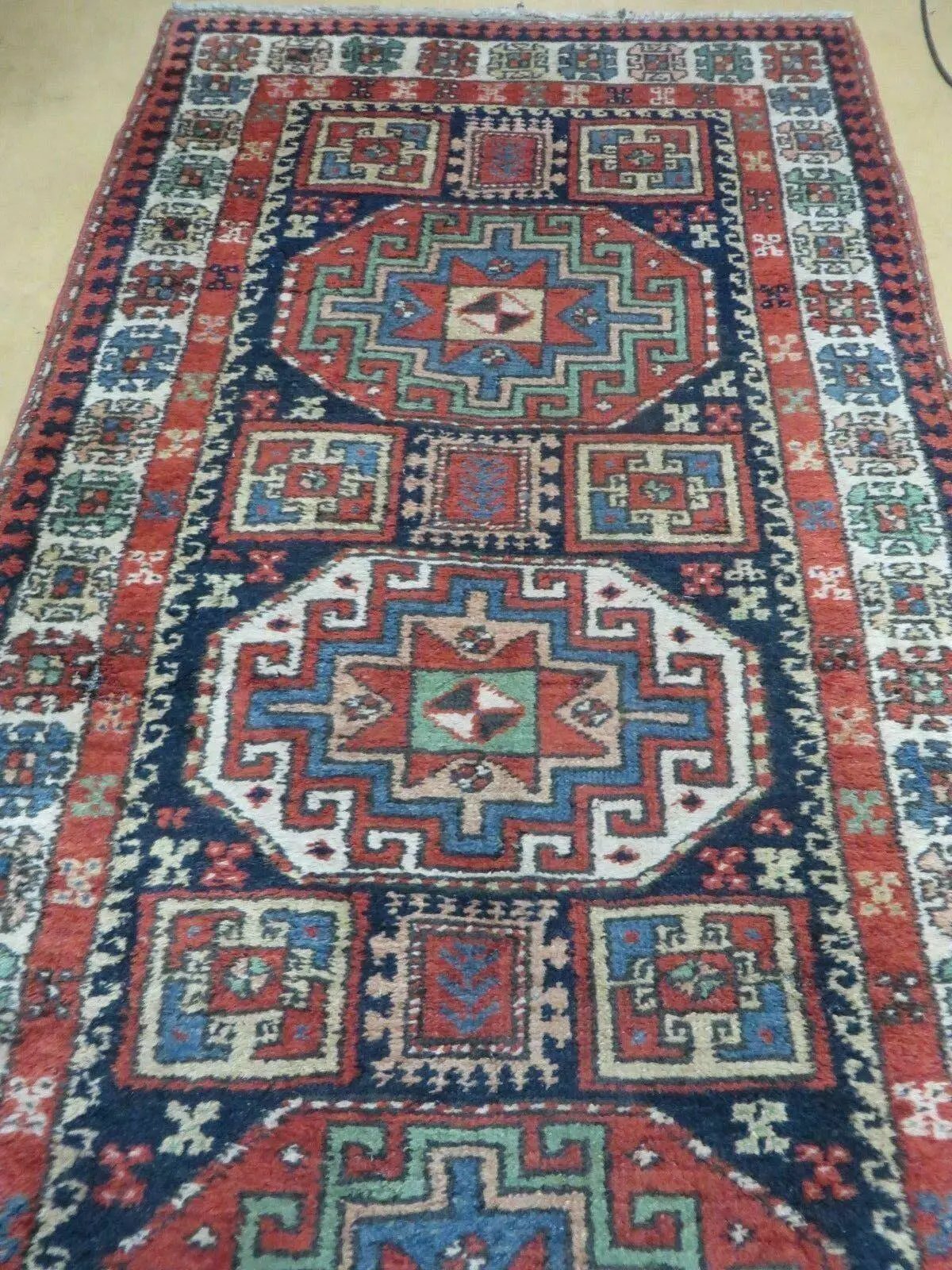 3 '4" X 10' Vintage Handmade Turkish Kazak Caucasian Wool Runner Rug Red Nice by Jewel Rugs