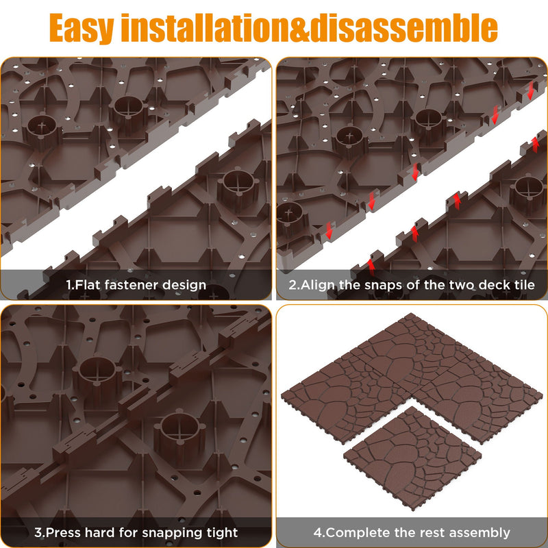Stone Texture Patio Deck Tiles, Diy Module Interlocking Decking Floor Tiles by HouseOfZazla