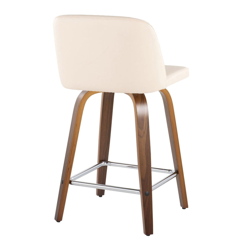 Toriano - Mid Century Modern Fixed Height Counter Stool With Swivel & Square Footrest (Set of 2) by HouseOfZazla