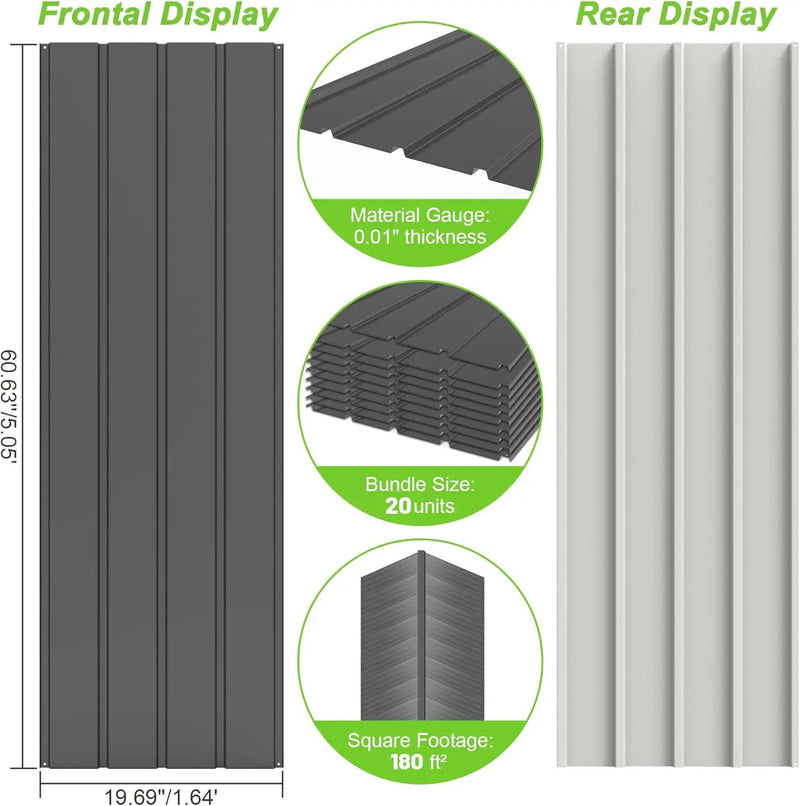 20PCS Metal Roofing Panels - Corrugated Galvanized Roof Panels by HouseOfZazla