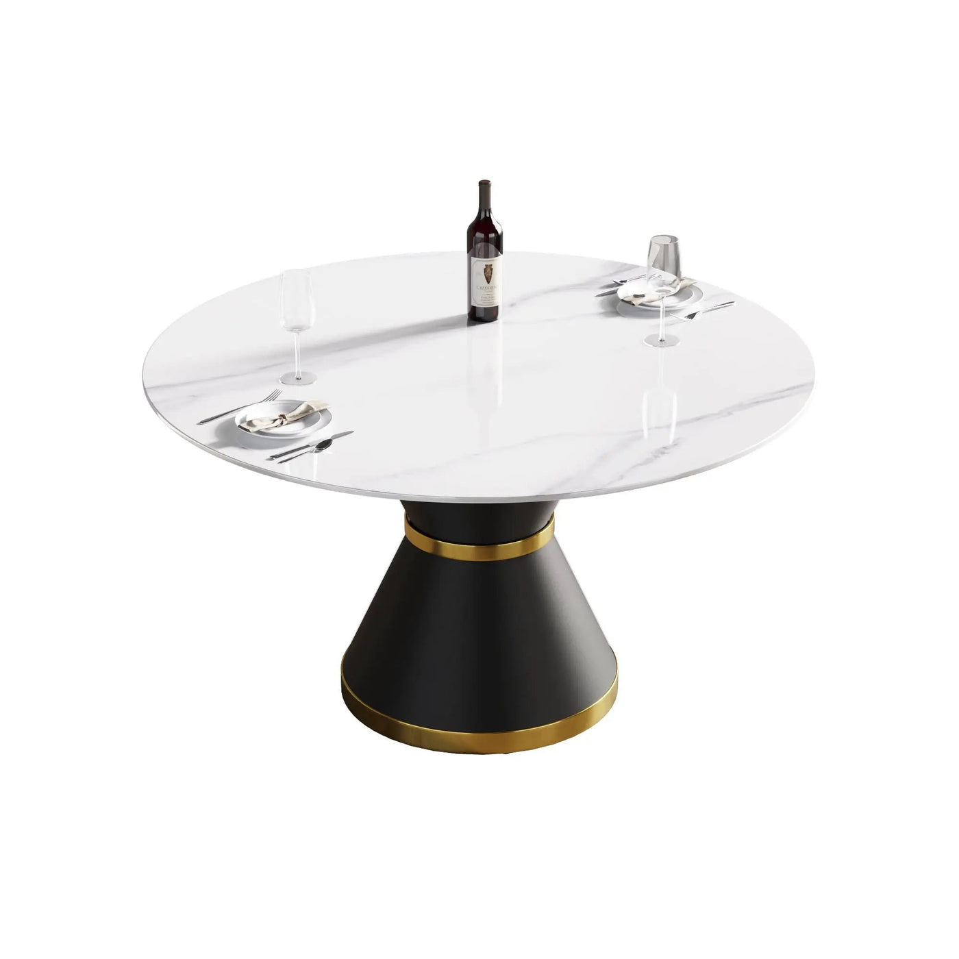 Modern Artificial Stone Round Carbon Steel Base Dining Table, Can Accommodate 6 People by HouseOfZazla