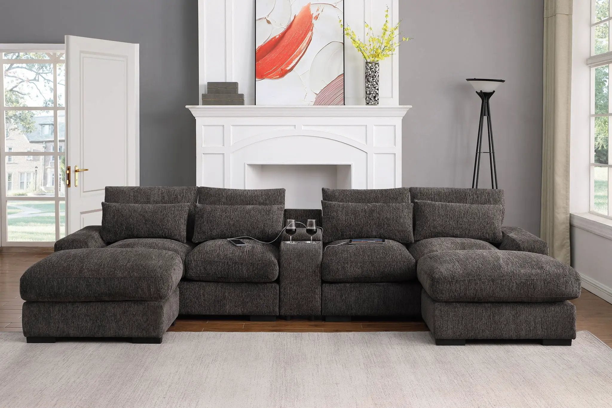 Nyeisha - Piece Upholstered Sofa & Chaise - Coffee by Unique Piece Furniture