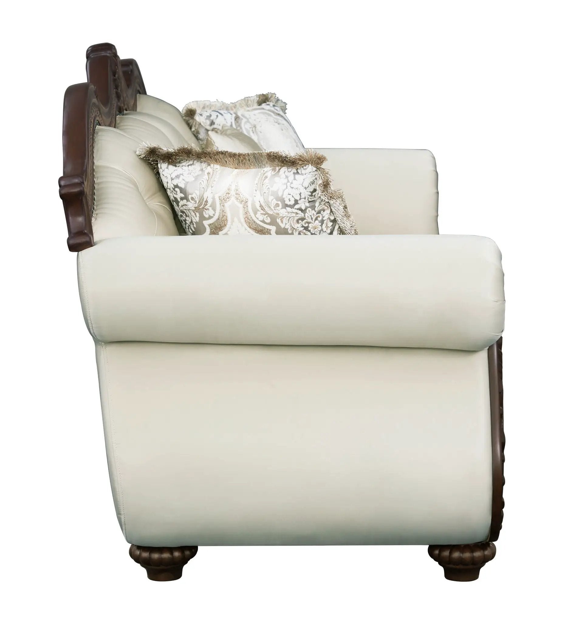 Pierce - Sofa With 5 Pillows - Beige / Cherry by Unique Piece Furniture