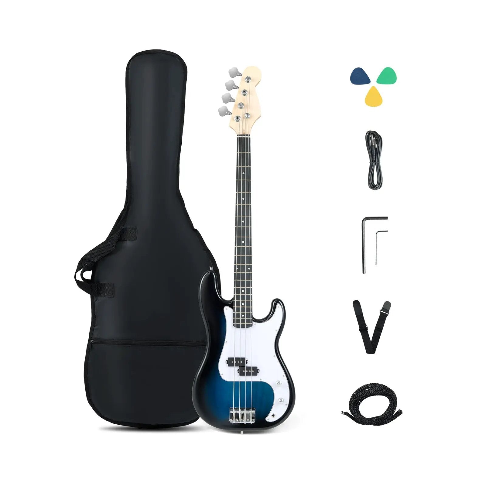 45.5 Inch Electric Bass Guitar with Double Pickups and Gig Bag for Beginners by DirectDeals