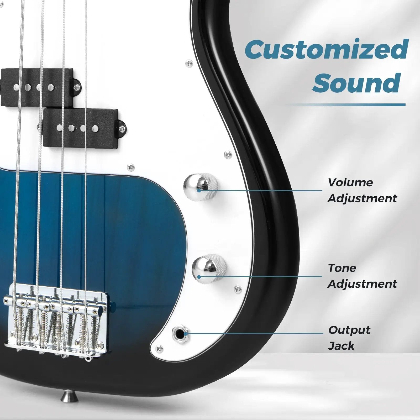 45.5 Inch Electric Bass Guitar with Double Pickups and Gig Bag for Beginners by DirectDeals