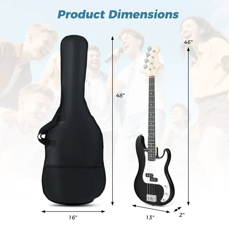 45.5 Inch Electric Bass Guitar with Double Pickups and Gig Bag for Beginners by DirectDeals