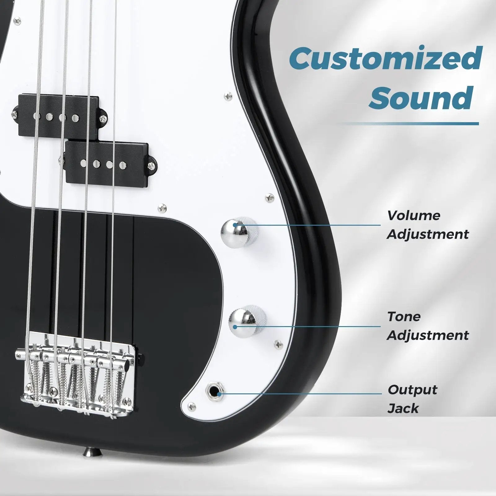 45.5 Inch Electric Bass Guitar with Double Pickups and Gig Bag for Beginners by DirectDeals