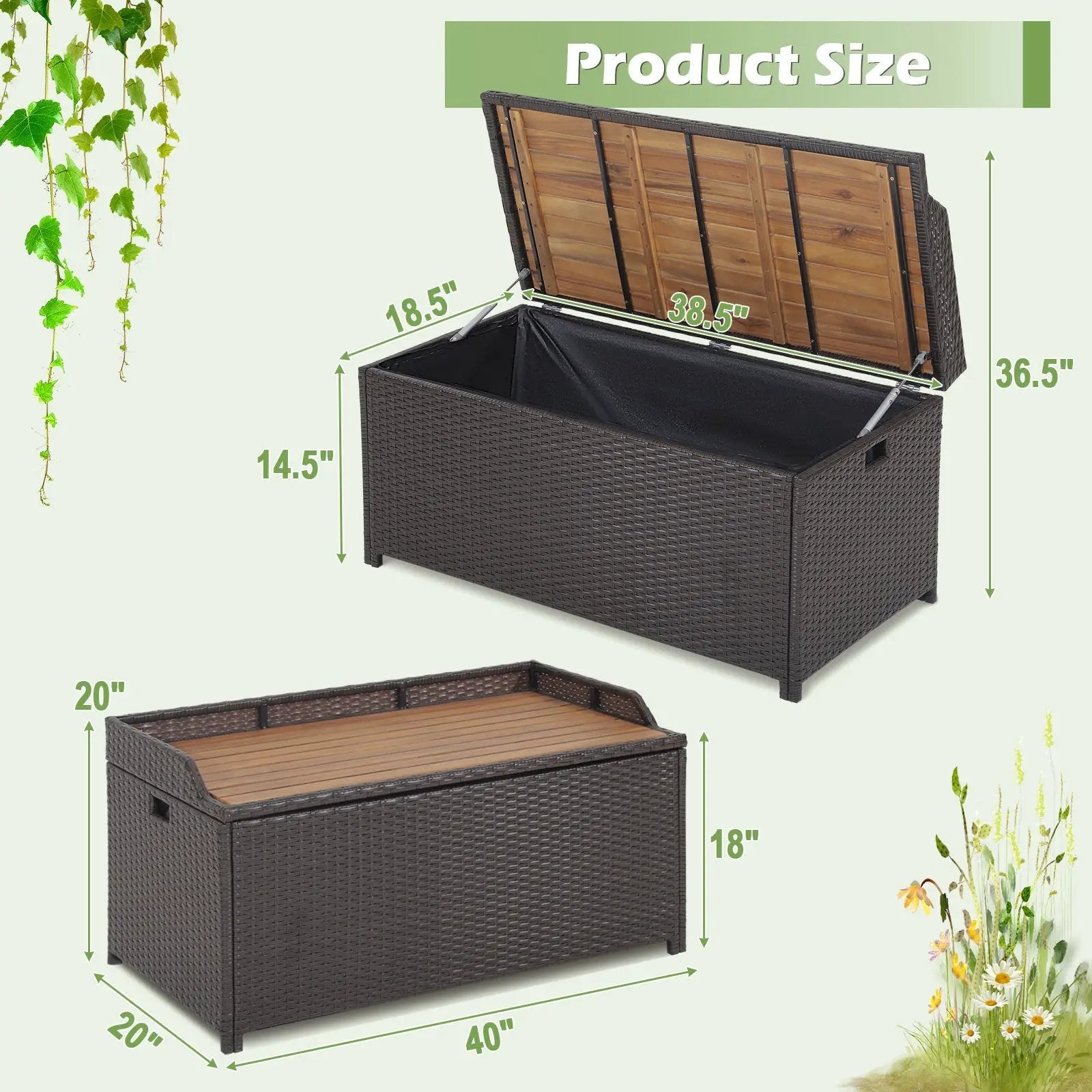 45 Gallon Outdoor Storage Bench with Zippered Liner by DirectDeals