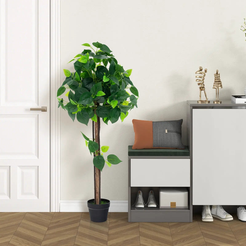 45 Inches Artificial Hydrangea Tree with Real Wood Trunk and Realistic Hydrangea Leaves by DirectDeals