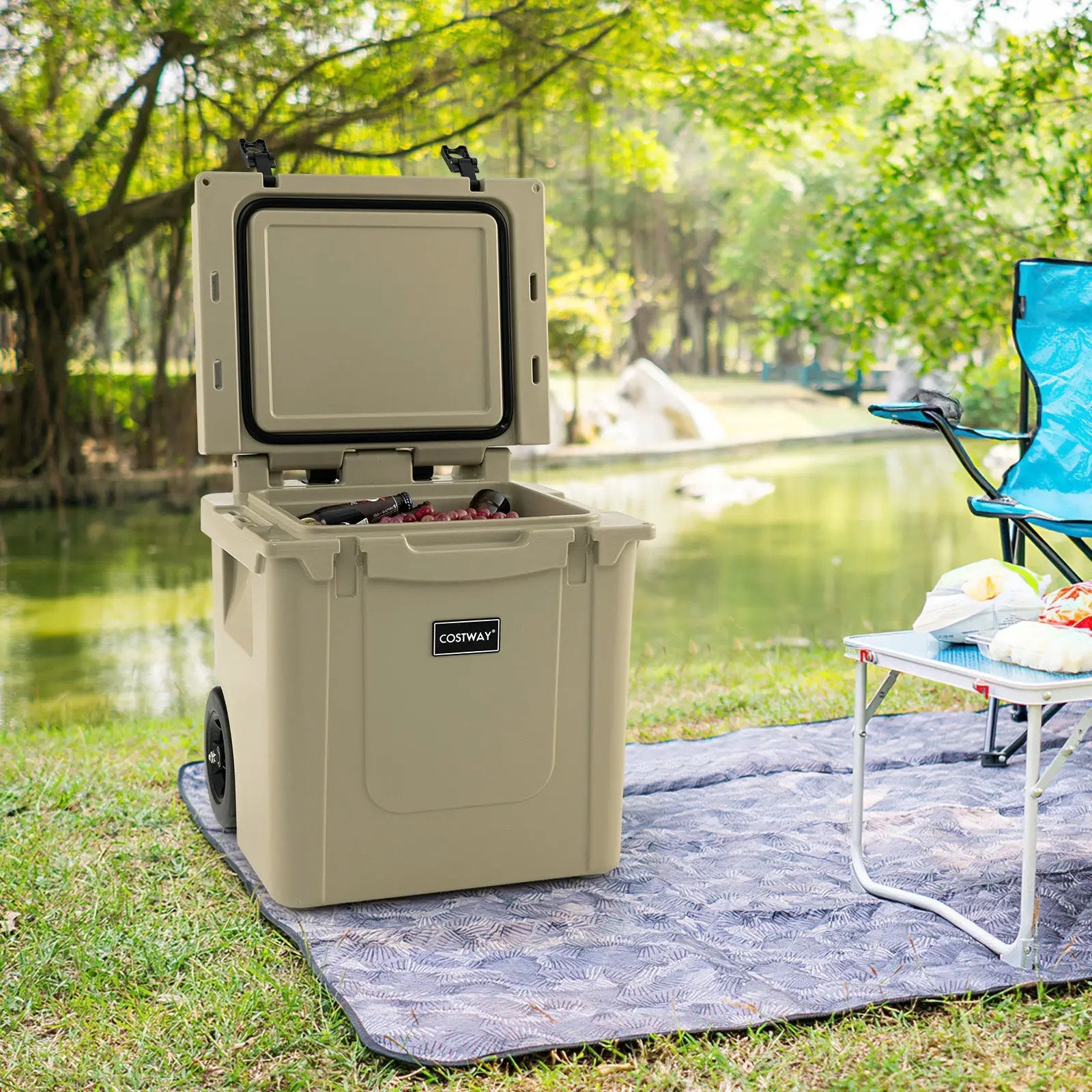 45 Quart Cooler Towable Ice Chest-Brown by DirectDeals