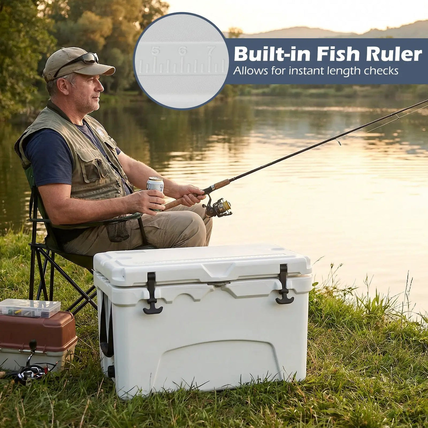 45 Quart Portable Hard Cooler Insulated Ice Chest Keeps Cool for up to 6 Days by DirectDeals