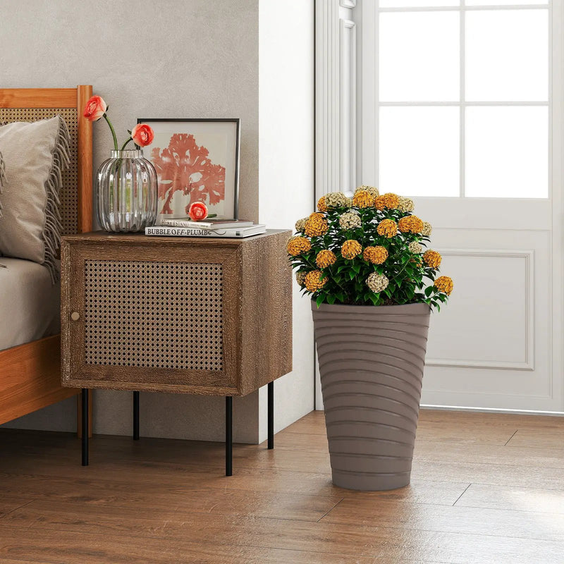 45 cm Tall Flower Pot Set of 2 with Insert Bucket and Handle Design-Brown by DirectDeals