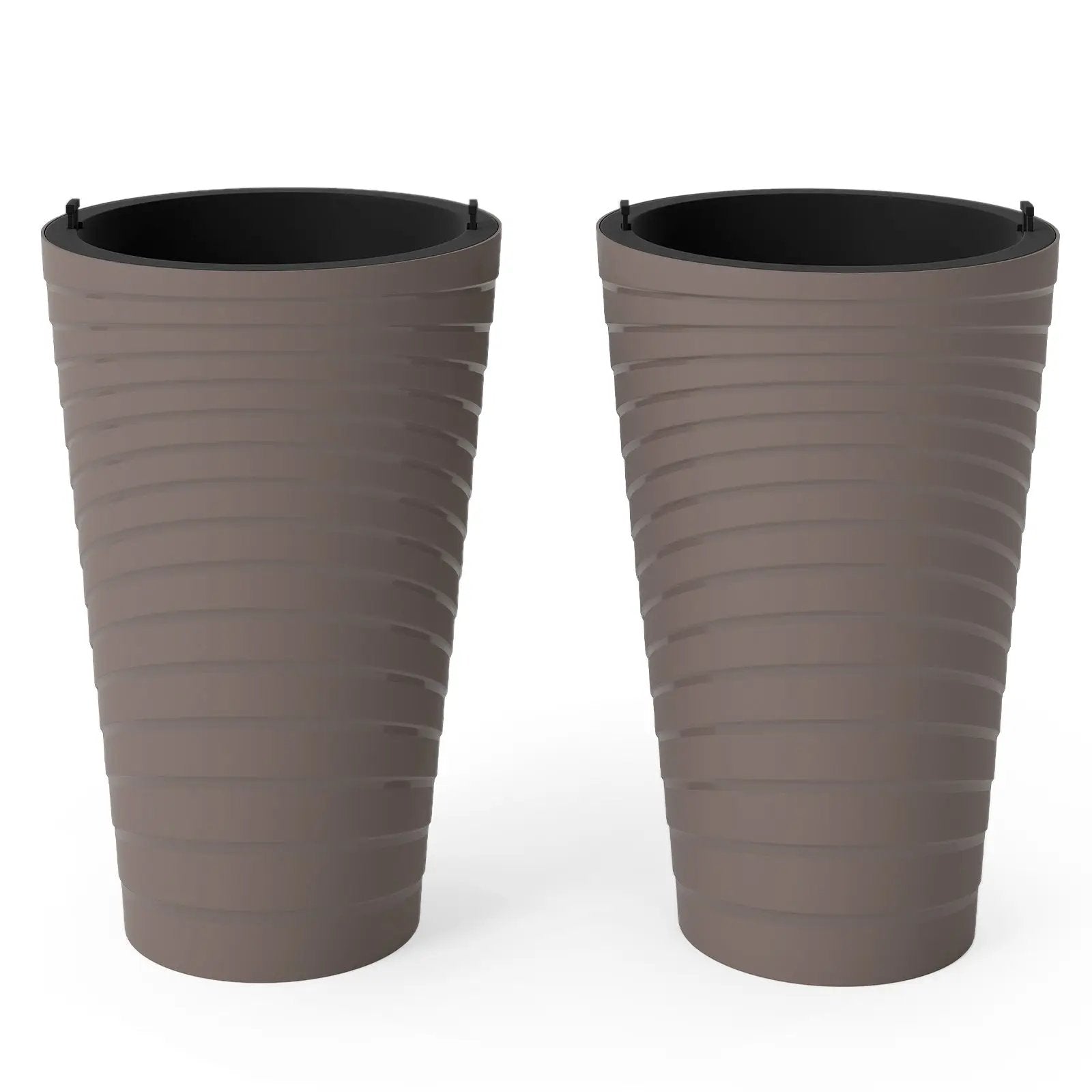45 cm Tall Flower Pot Set of 2 with Insert Bucket and Handle Design-Brown by DirectDeals