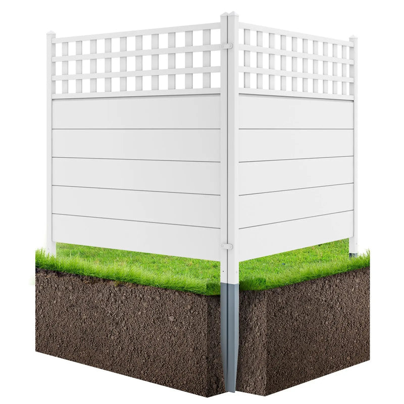 45 x 45.5 Inch Air Conditioner Fence Panels with Metal Ground Stakes-White by DirectDeals