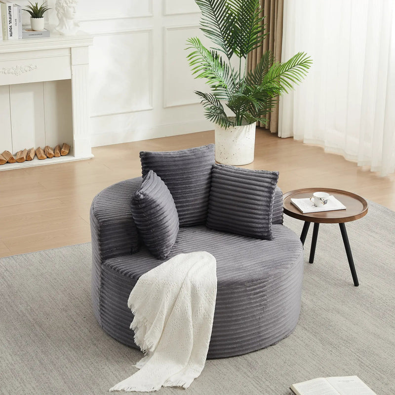 43-inch Round Corduroy Single Sofa by HouseOfZazla