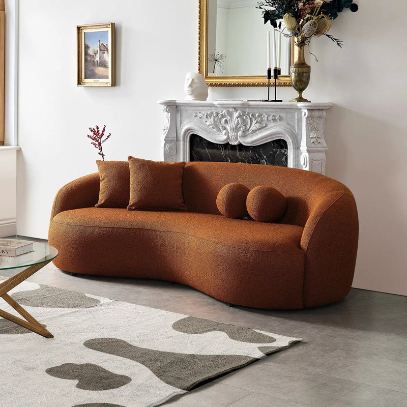 Drake - Japandi Style Curvy Boucle Sofa by HouseOfZazla