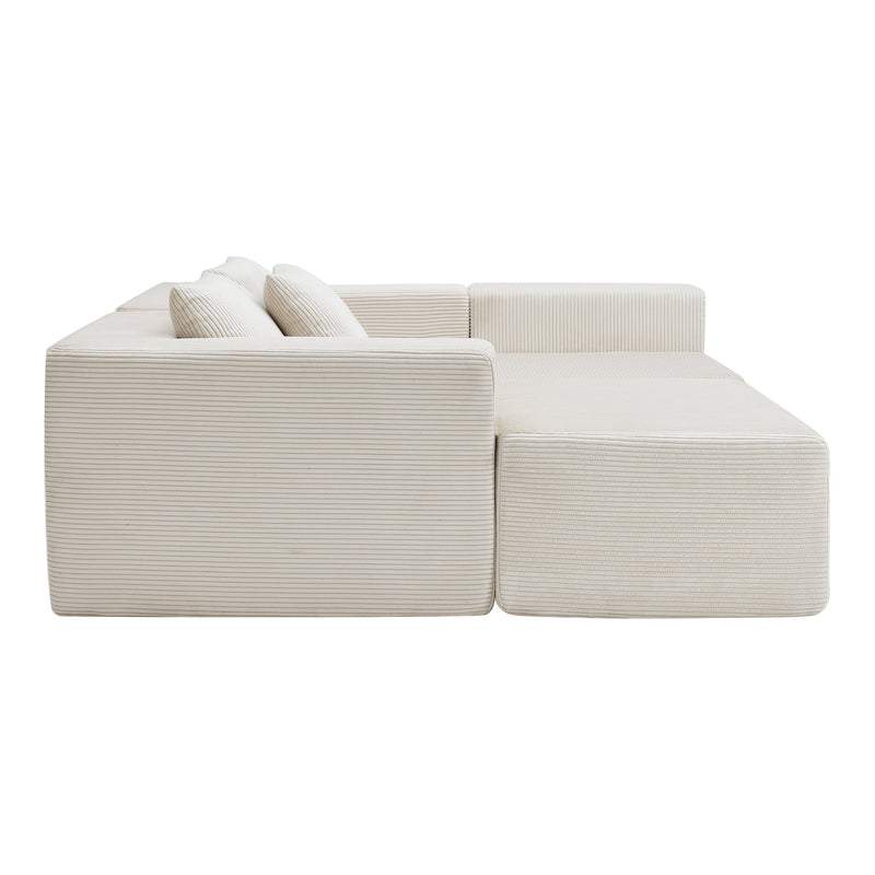 107" Compressed Sectional Sofa (Beige) by HouseOfZazla