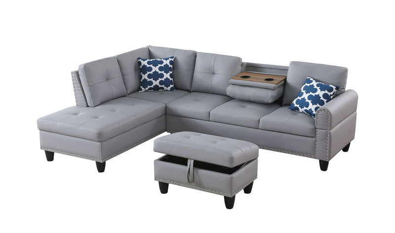 Irine - Sectional Sofa With Ottoman - Gray by HouseOfZazla