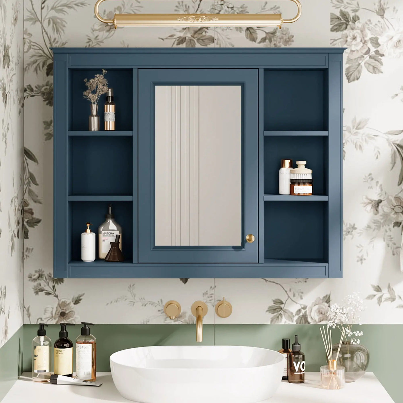 Wall Mounted Medicine Cabinet With Mirror, Storage Cabinet Featuring 6 Open Shelves And Adjustable Interior by HouseOfZazla