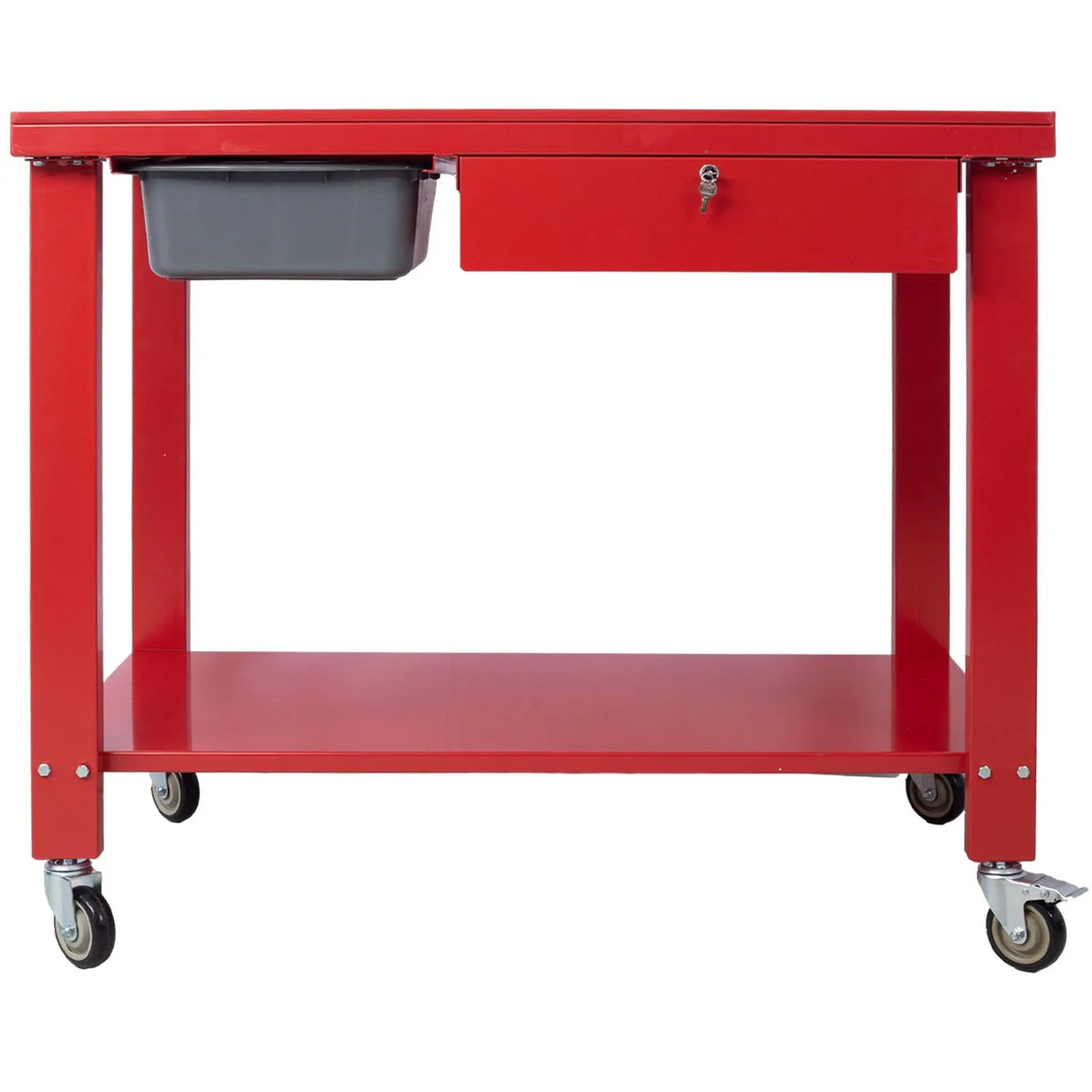 Transmission Teardown Work Station 1 / 2 Ton Capacity Sloping Drain Table Locking Drawer Removable Drain Basin Full-Width Lower Shelf Four 4" Caster Wheels by HouseOfZazla