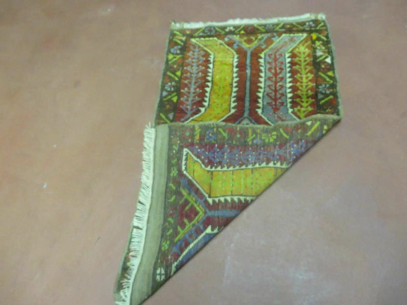 Small Turkish Yastik Rug 1.9 x 2.10, Antique Handmade Oushak Carpet by Jewel Rugs