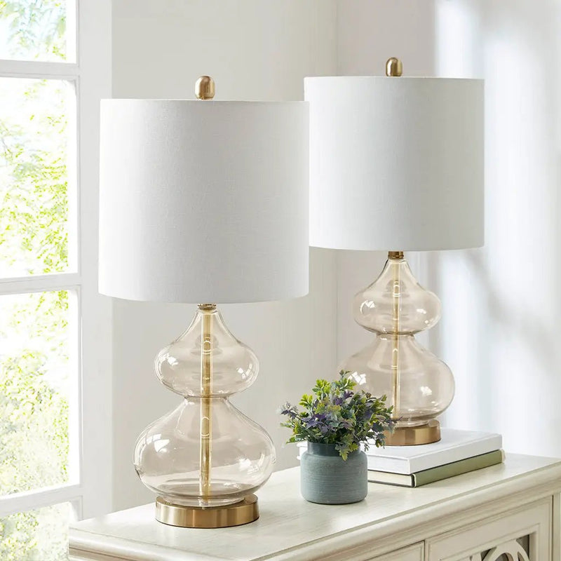 Ellipse Curved Glass Table Lamp, Set of 2 by HouseOfZazla