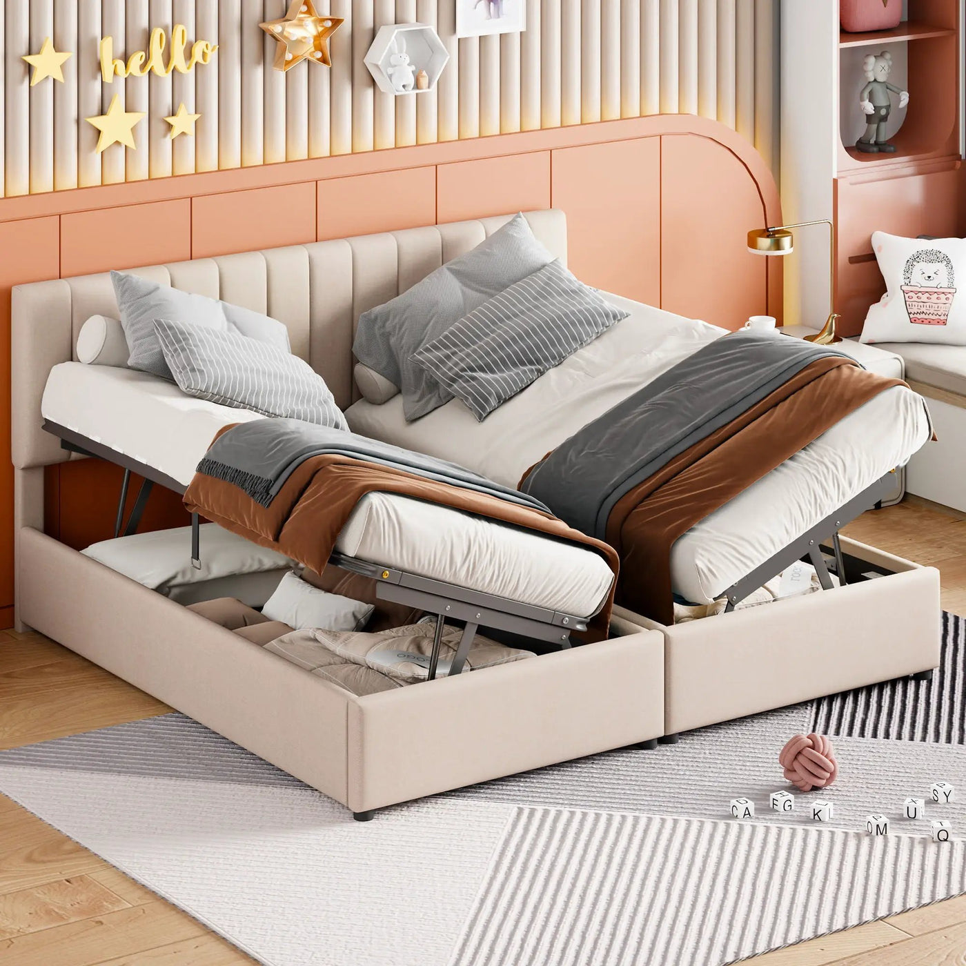 Upholstered Platform Bed With A Hydraulic Storage System by Unique Piece Furniture