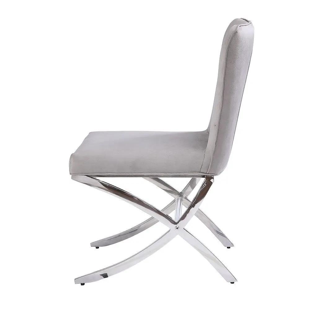 Daire - Side Chair (Set of 2) - Light Gray Velvet & Chrome by Unique Piece Furniture