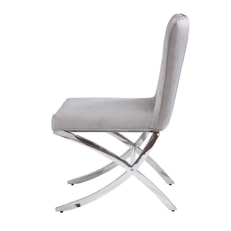 Daire - Side Chair (Set of 2) - Light Gray Velvet & Chrome by Unique Piece Furniture