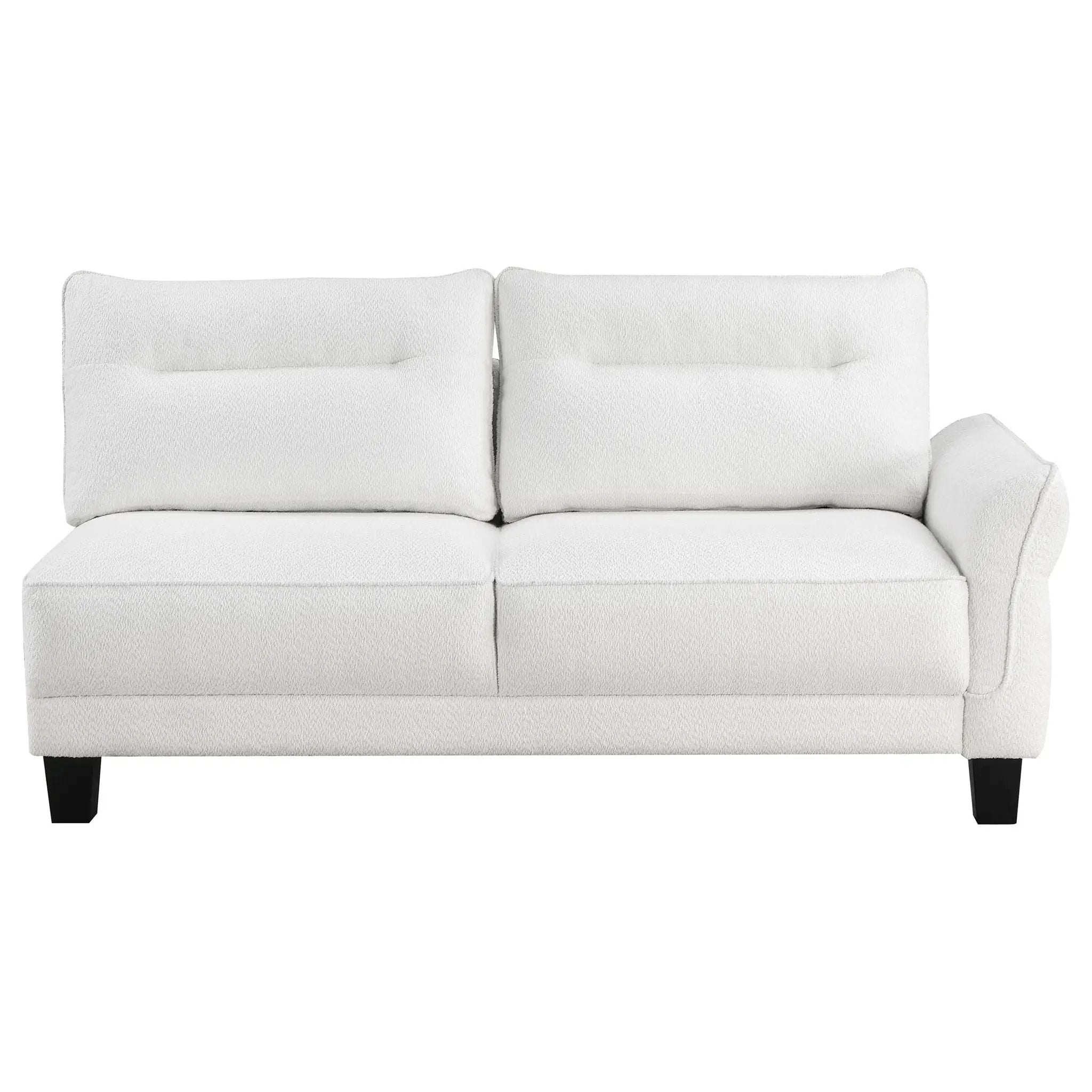 Caspian Upholstered Curved Arm Chaise Sectional Sofa White by Unique Piece Furniture