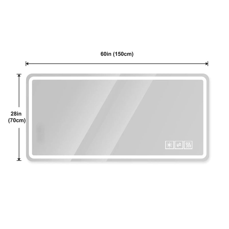 Frameless LED Bathroom Mirror Vanity With Anti Fog Front Lights - Silver by Unique Piece Furniture