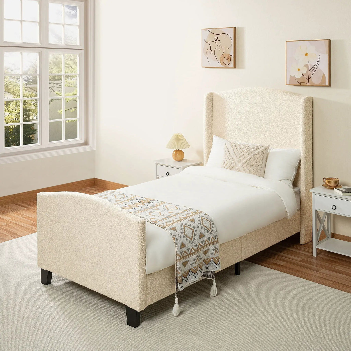 Platform Bed Frame With Tall Headboard And High Footboard by HouseOfZazla