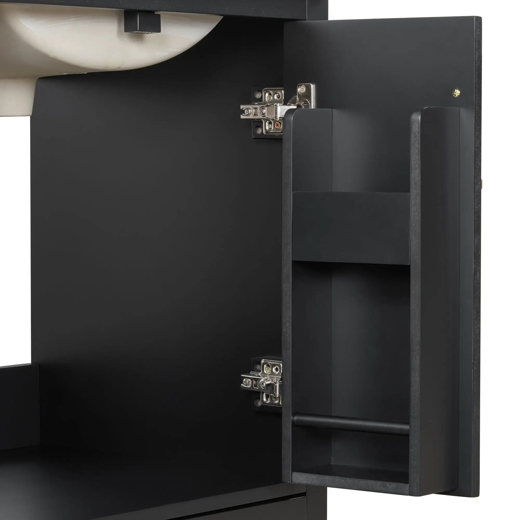 Bathroom Vanity With Sink, 1 Divided Drawer And 2 Soft Close Doors With Double Shelf