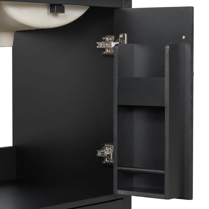 Bathroom Vanity With Sink, 1 Divided Drawer And 2 Soft Close Doors With Double Shelf