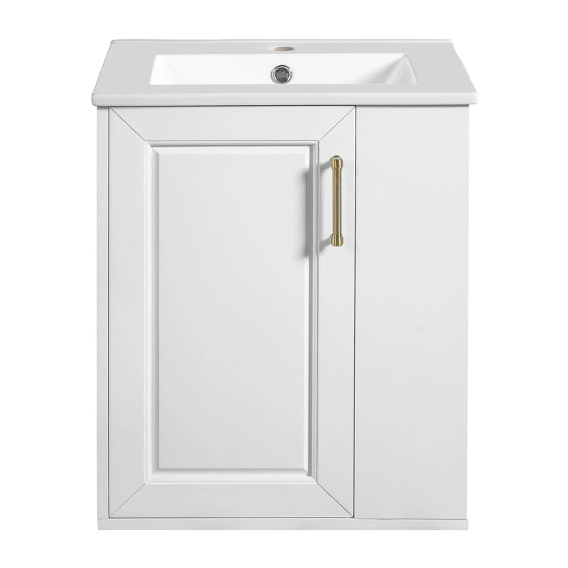 Wall Mounted Bathroom Cabinet With Side Shelf Combo, Vanity With Sink - White by Unique Piece Furniture