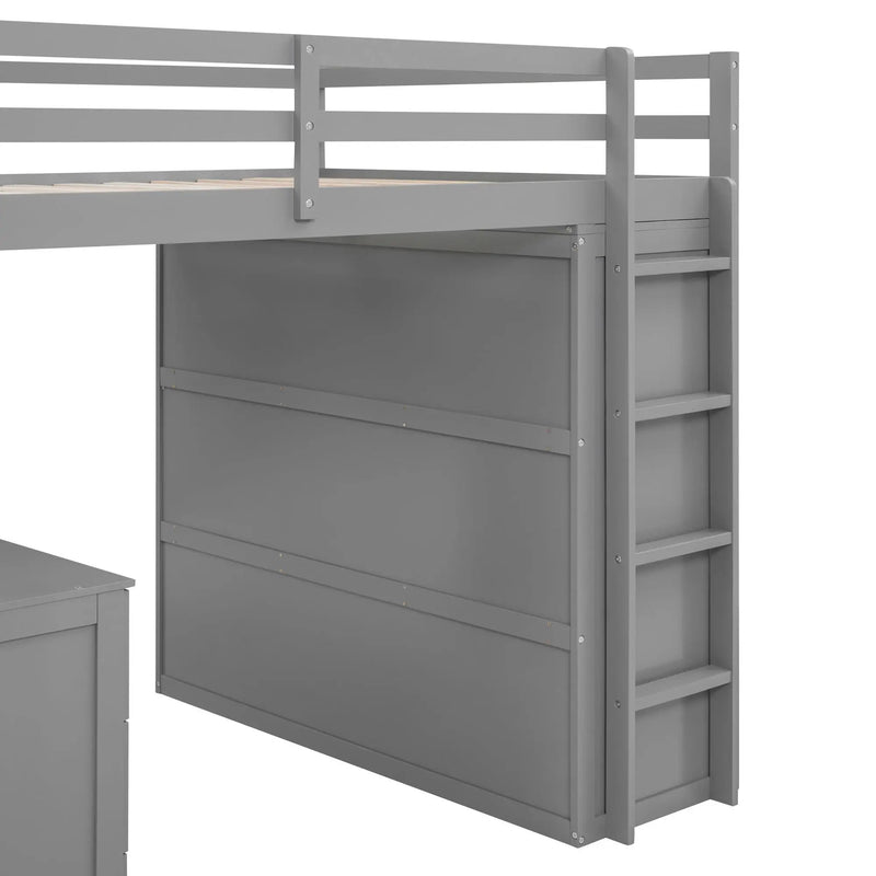 Loft Bed With Drawers, Desk, And Wardrobe