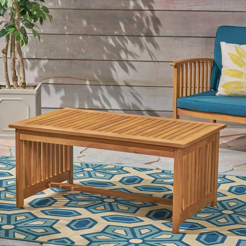 Acacia Wood Rectangular Patio Coffee Table for Outside by HouseOfZazla