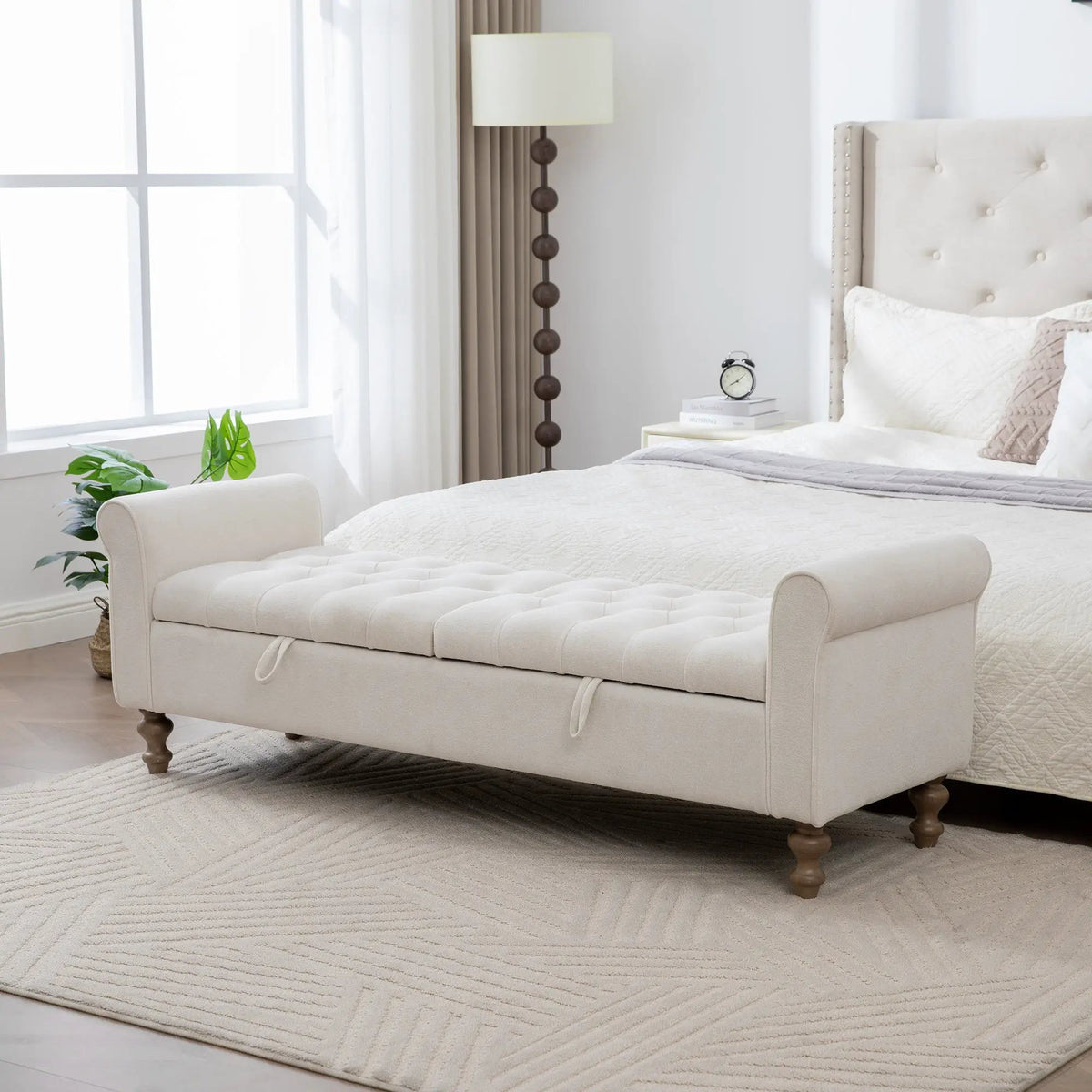 Modern Upholstered Storage Bench With Double Lids by HouseOfZazla