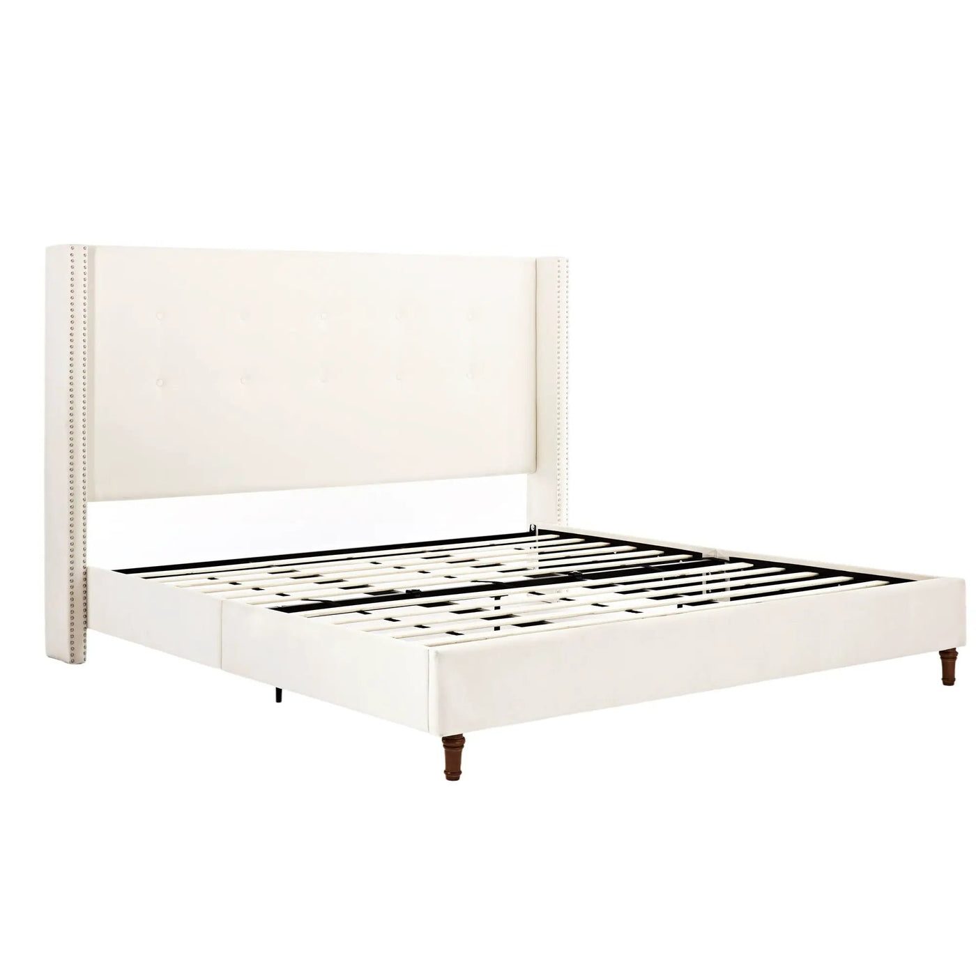 Peyton - Upholstered Bed With 54" High Headboard, Traditional Hand Buttoned Tufting by HouseOfZazla