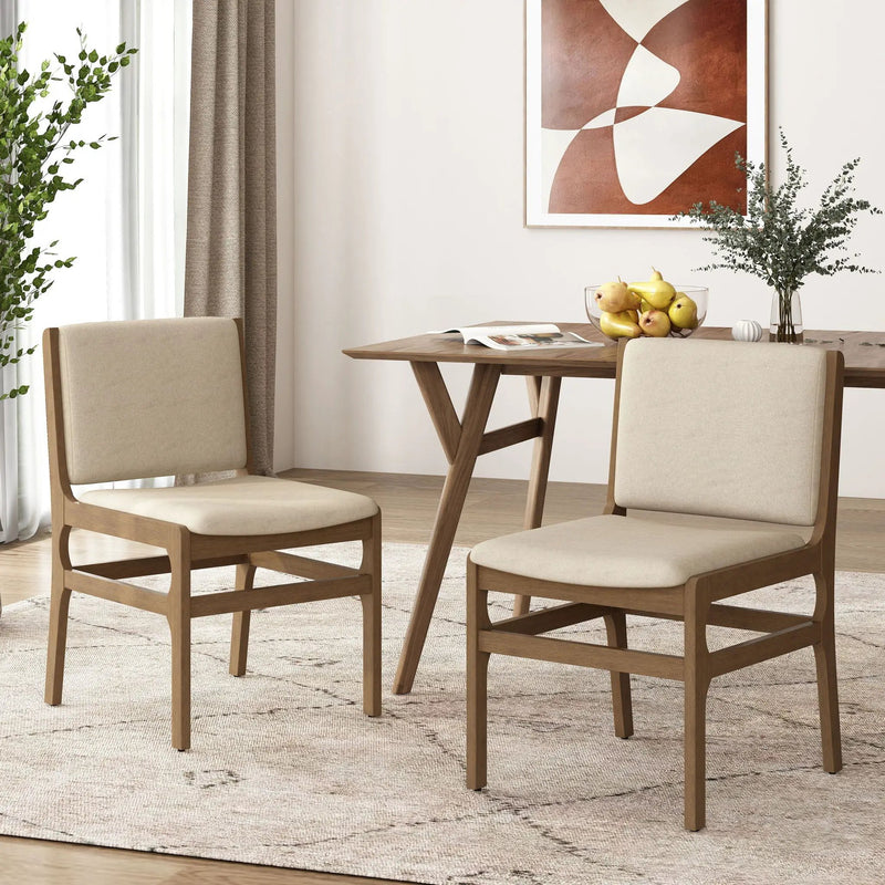 Contemporary Dining Chair Set Upholstered Fabric With Rubberwood Frame by HouseOfZazla