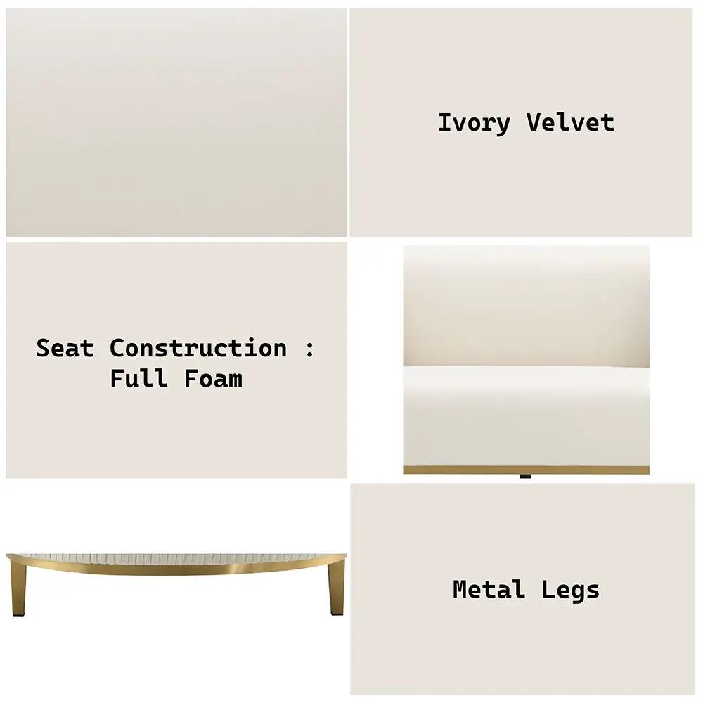 Martina - Loveseat With 2 Pillows - Ivory Velvet by Unique Piece Furniture