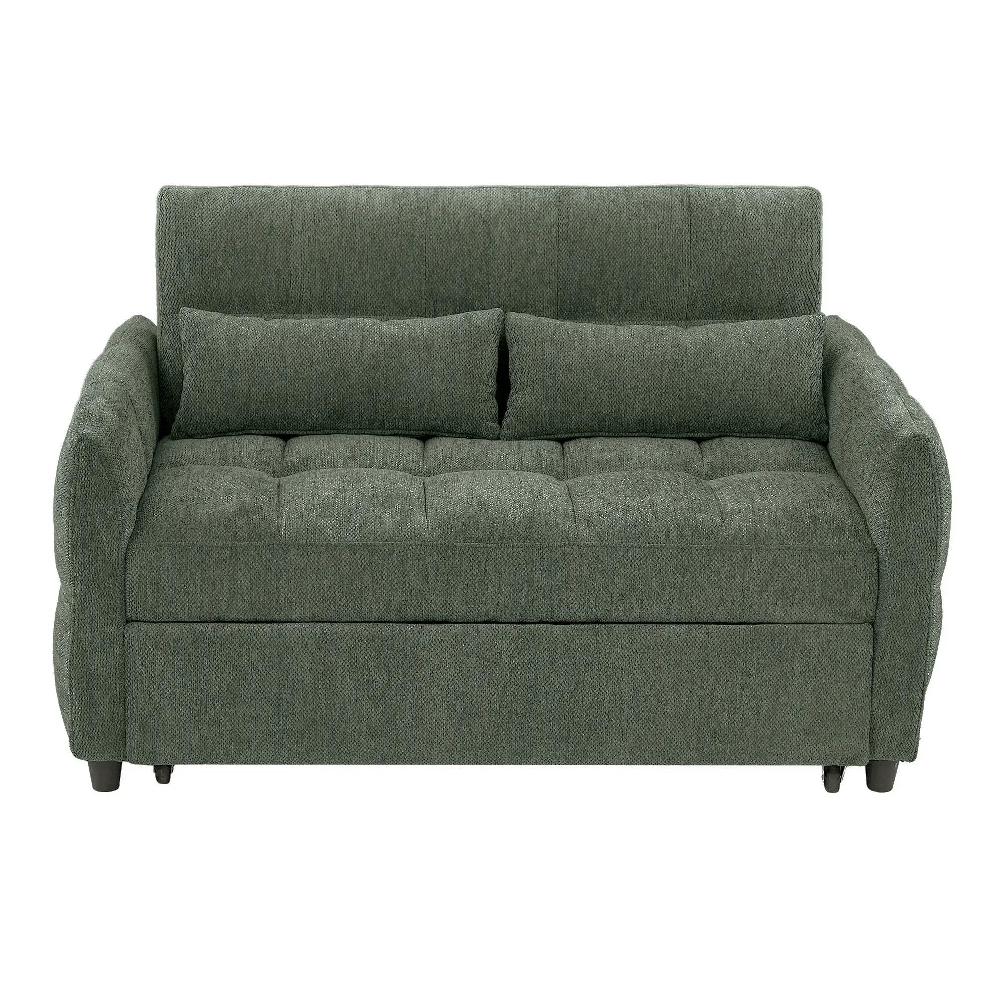 Loveseat Sofa Pull-Out Bed With Adjustable Backrest, 3 USB Ports And 2 Lumbar Pillows For Living Room by HouseOfZazla