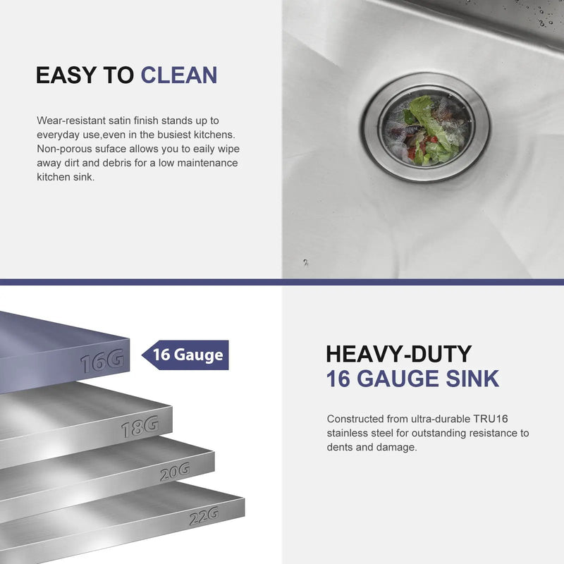33 Inch Topmount Sink - Stainless Steel Kitchen Sink by HouseOfZazla