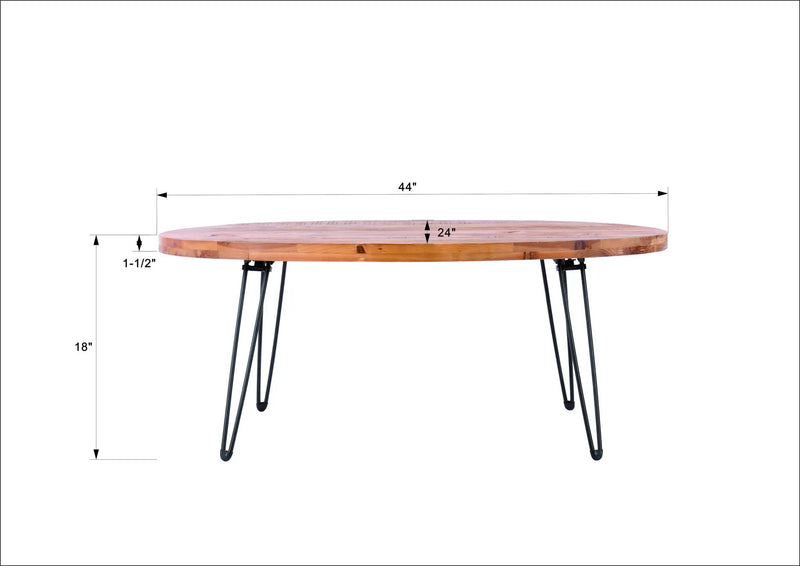Oval Natural Reclaimed Wood Foldable Cocktail Table For Your Living Room - Natural by Unique Piece Furniture