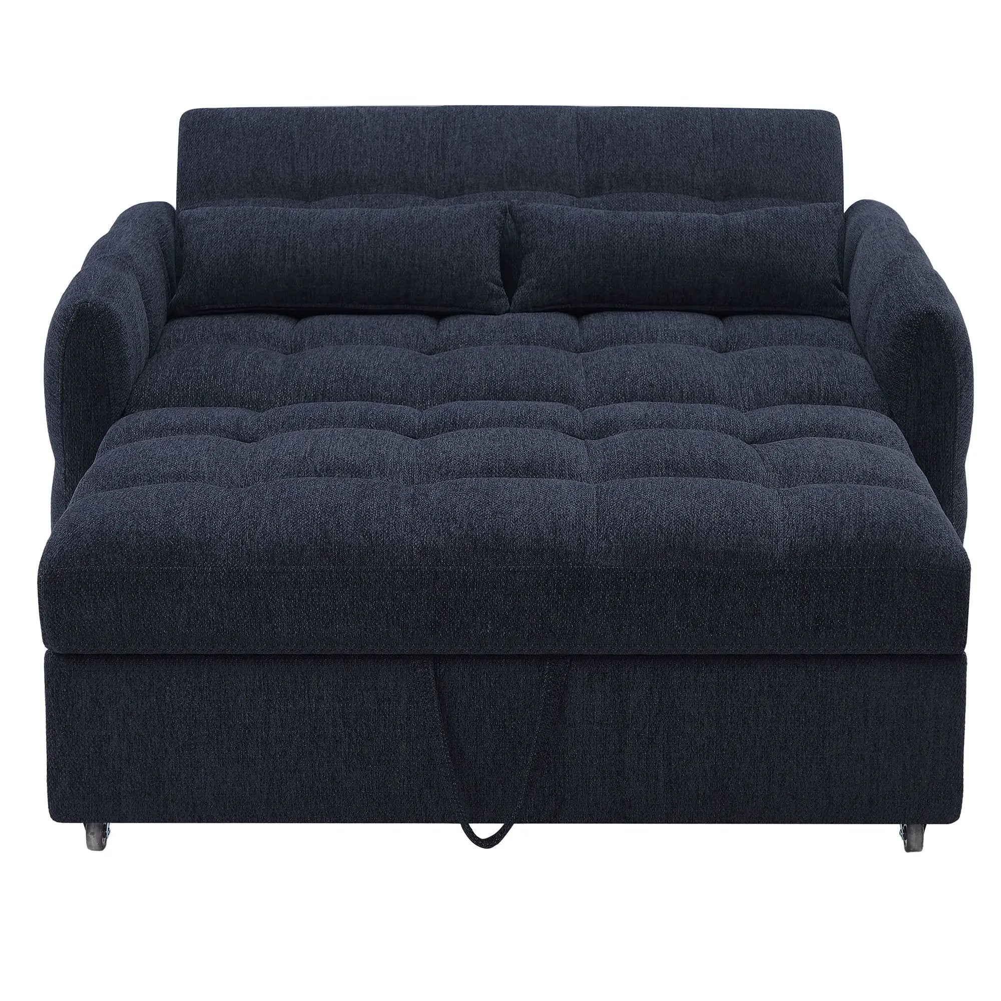 Loveseat Sofa Pull-Out Bed With Adjustable Backrest, 3 USB Ports And 2 Lumbar Pillows For Living Room by HouseOfZazla