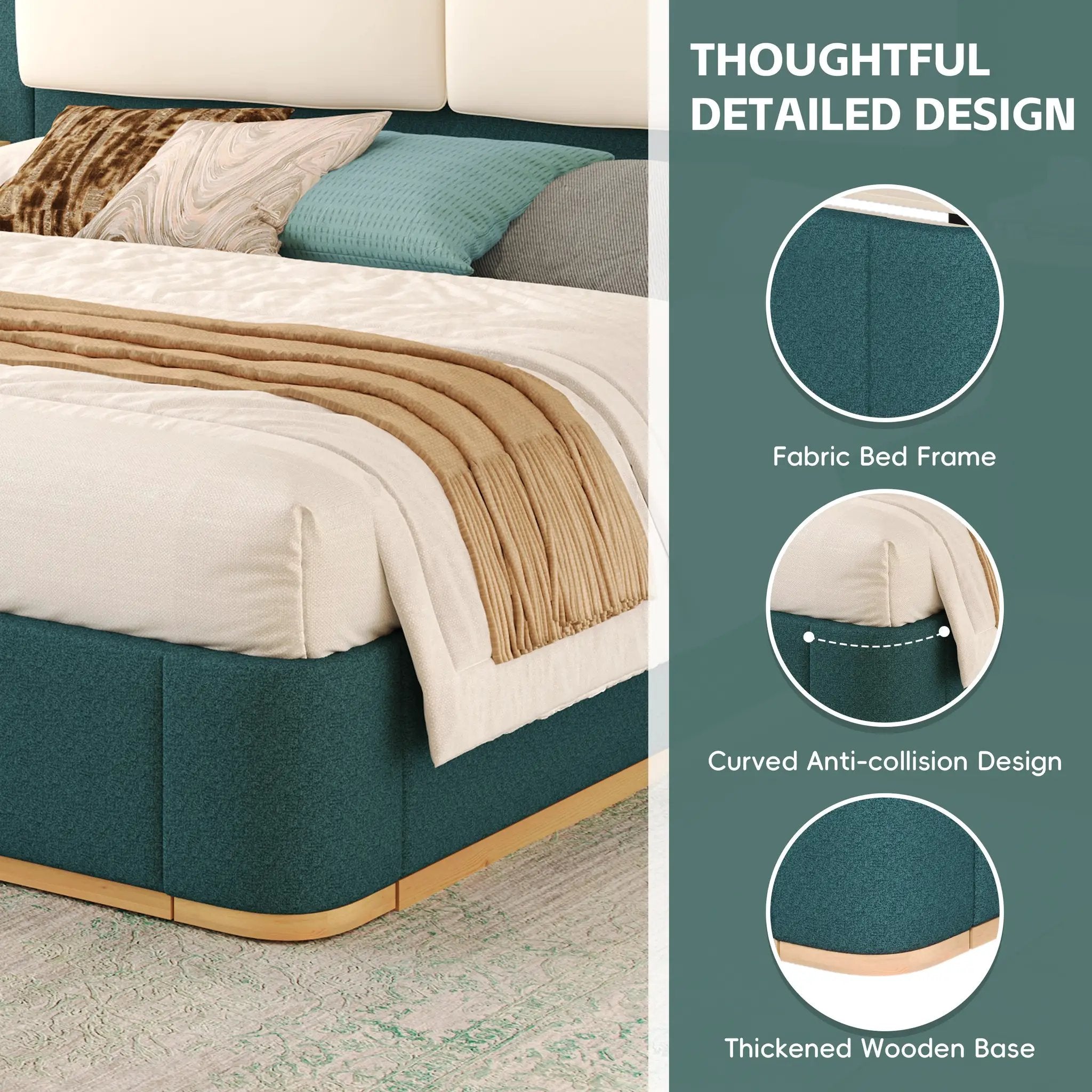 Queen Size Upholstered Platform Bed with Panel by HouseOfZazla