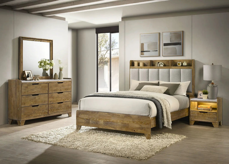 Henderson 4-piece Eastern King Bedroom Set Medium Oak by Unique Piece Furniture